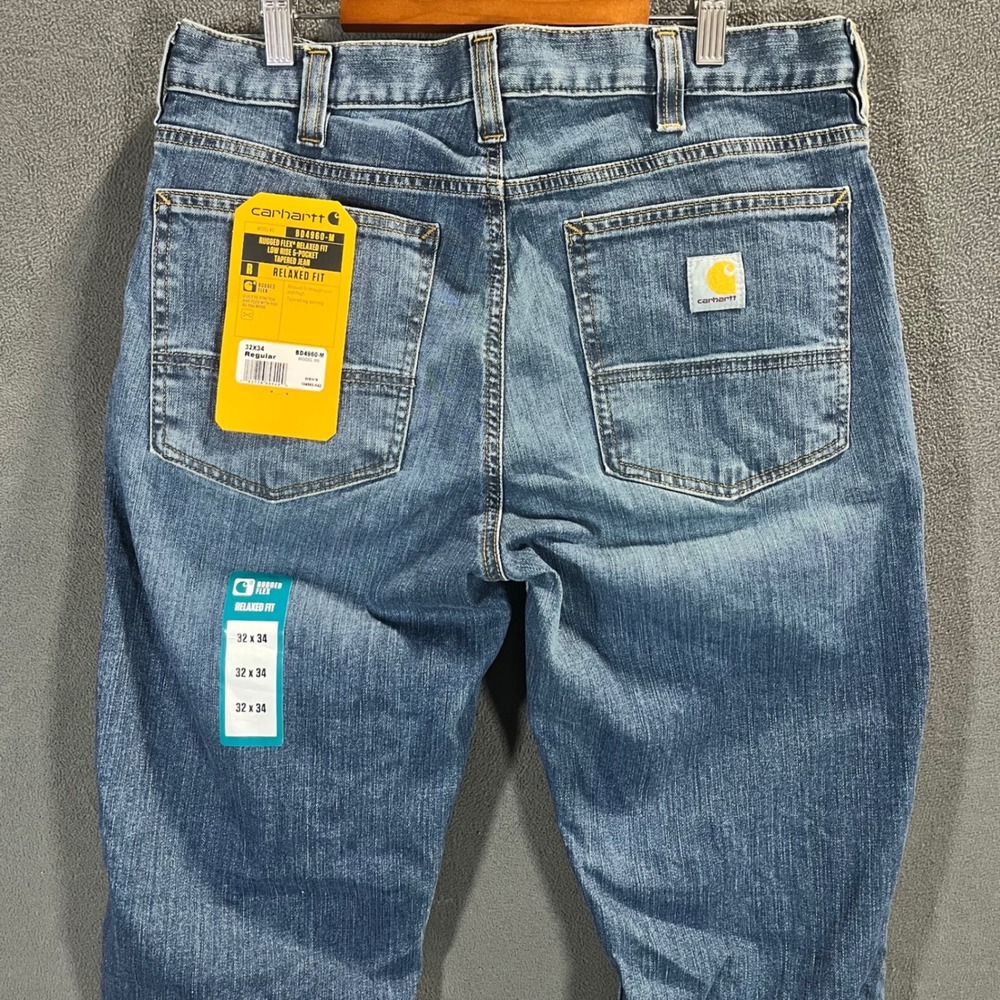 Carhartt Rugged Flex Relaxed Fit Tapered Jeans 32x34 Blue BD4990-M Low Rise